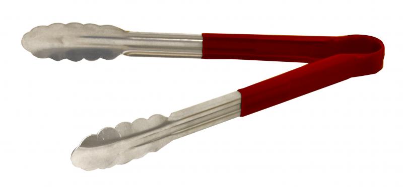 12-inch Heavy-Duty Utility Tong with Red Plastic Handle